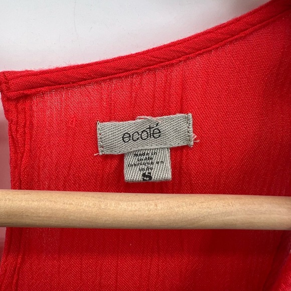 Urban Outfitters x Ecote Embroidered Tank Top Womens Medium Coral Blue Keyhole - Picture 8 of 9